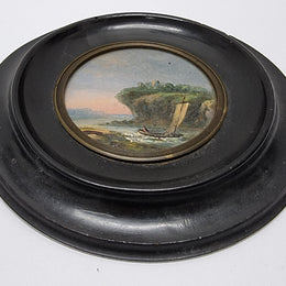 Victorian hand painted miniature sea scene. It is in good original condition and has been sourced locally. Please view photos as they help form part of the description.