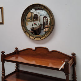 Large round French gilt framed convex mirror. It is a hard to find size with a total diameter of 67 cm. It has been sourced from France and is in good original condition.