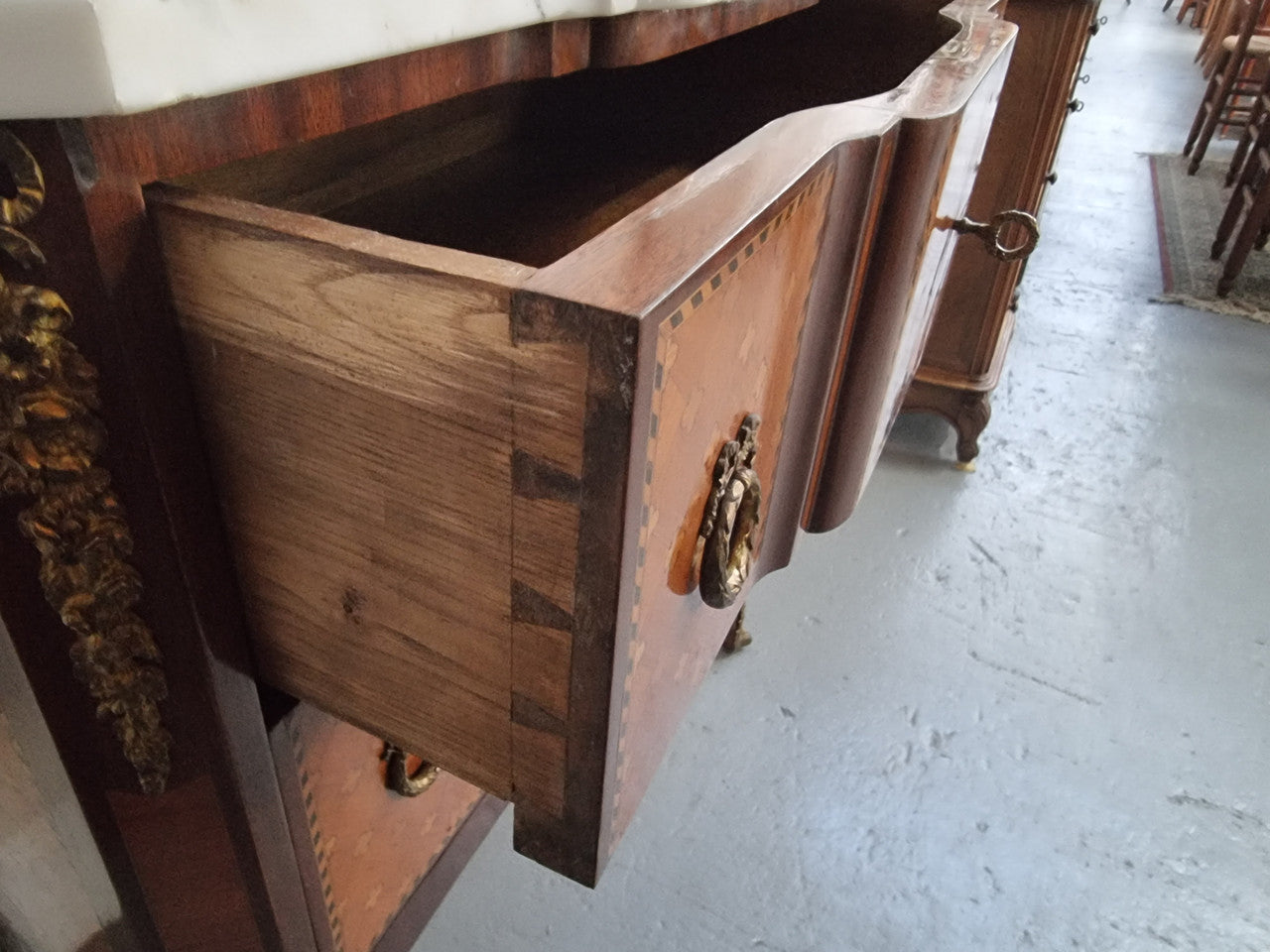 Beautiful French Marquetry Inlaid Transitional Commode | Antique & Vintage | Moonee Ponds Antiques | Australia Wide Delivery
