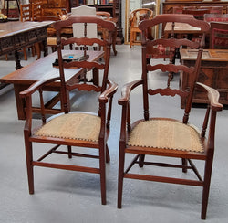 Pair of Mahogany Cottage Arm Chairs With Ladder Back | Antique & Vintage | Moonee Ponds Antiques | Australia Wide Delivery