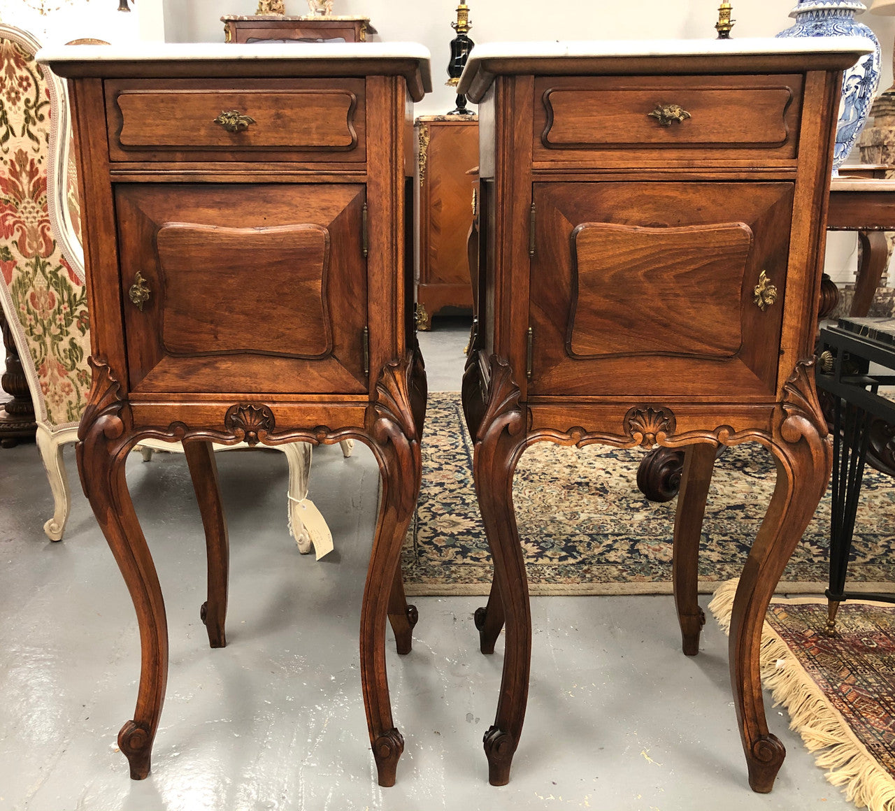 Beautiful pair of French walnut Bedside cabinets | Antique & Vintage | Moonee Ponds Antiques | Australia Wide Delivery