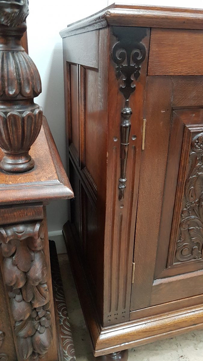 Petite French Oak Carved Two Door Cabinet