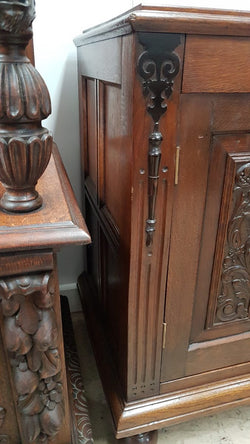 Petite French Oak Carved Two Door Cabinet | Antique & Vintage | Moonee Ponds Antiques | Australia Wide Delivery