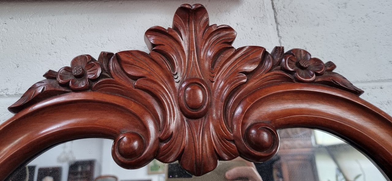 Antique Mahogany Rococo Style Wall Mirror