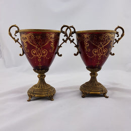 Pair of Ruby Glass Vases