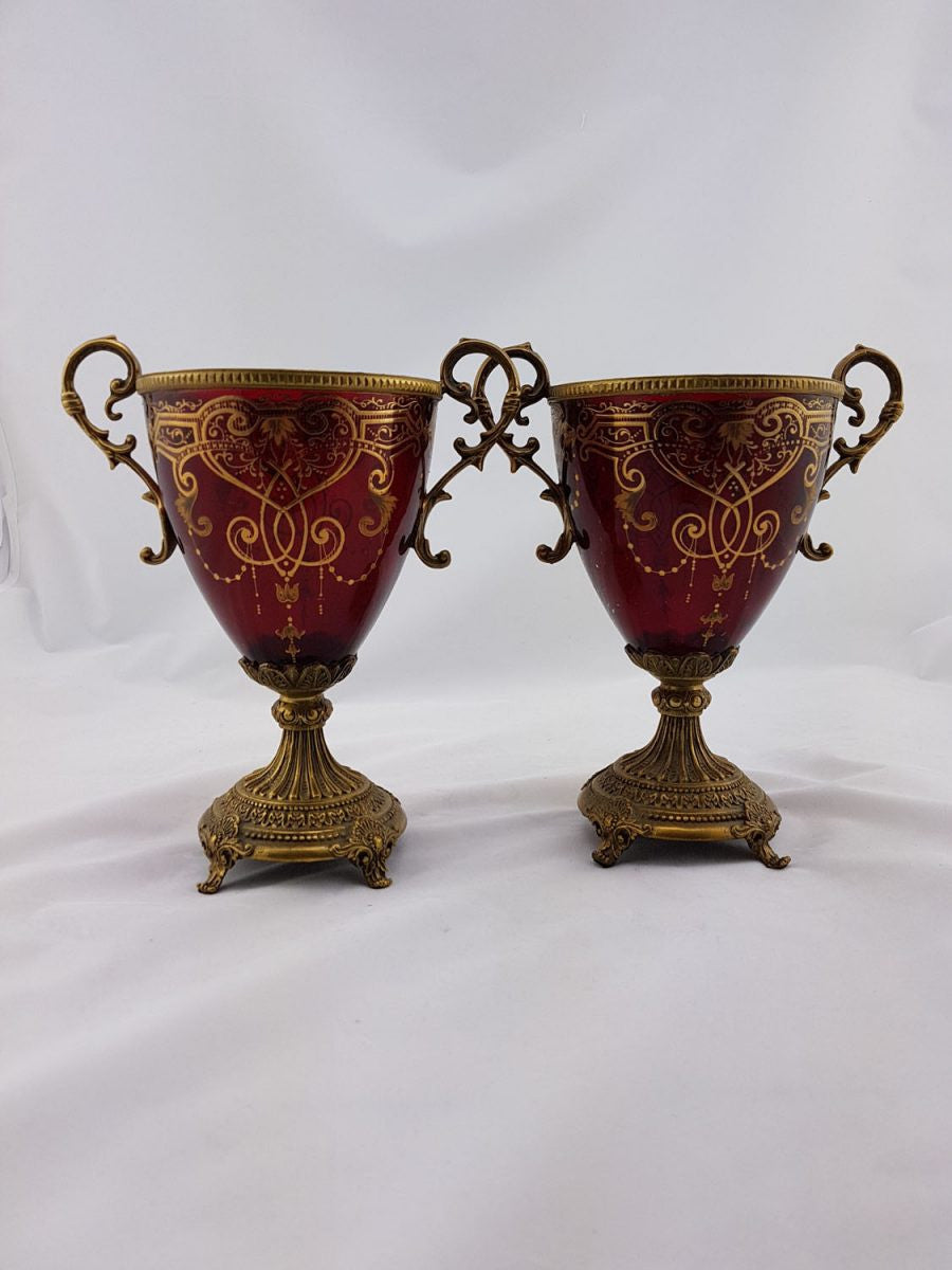 Pair of Ruby Glass Vases