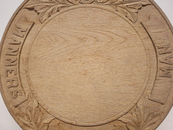 Antique Circular Oak Bread Board Carved with “Manners Makyth Man” & the Arms of Winchester College England | Antique & Vintage | Moonee Ponds Antiques | Australia Wide Delivery