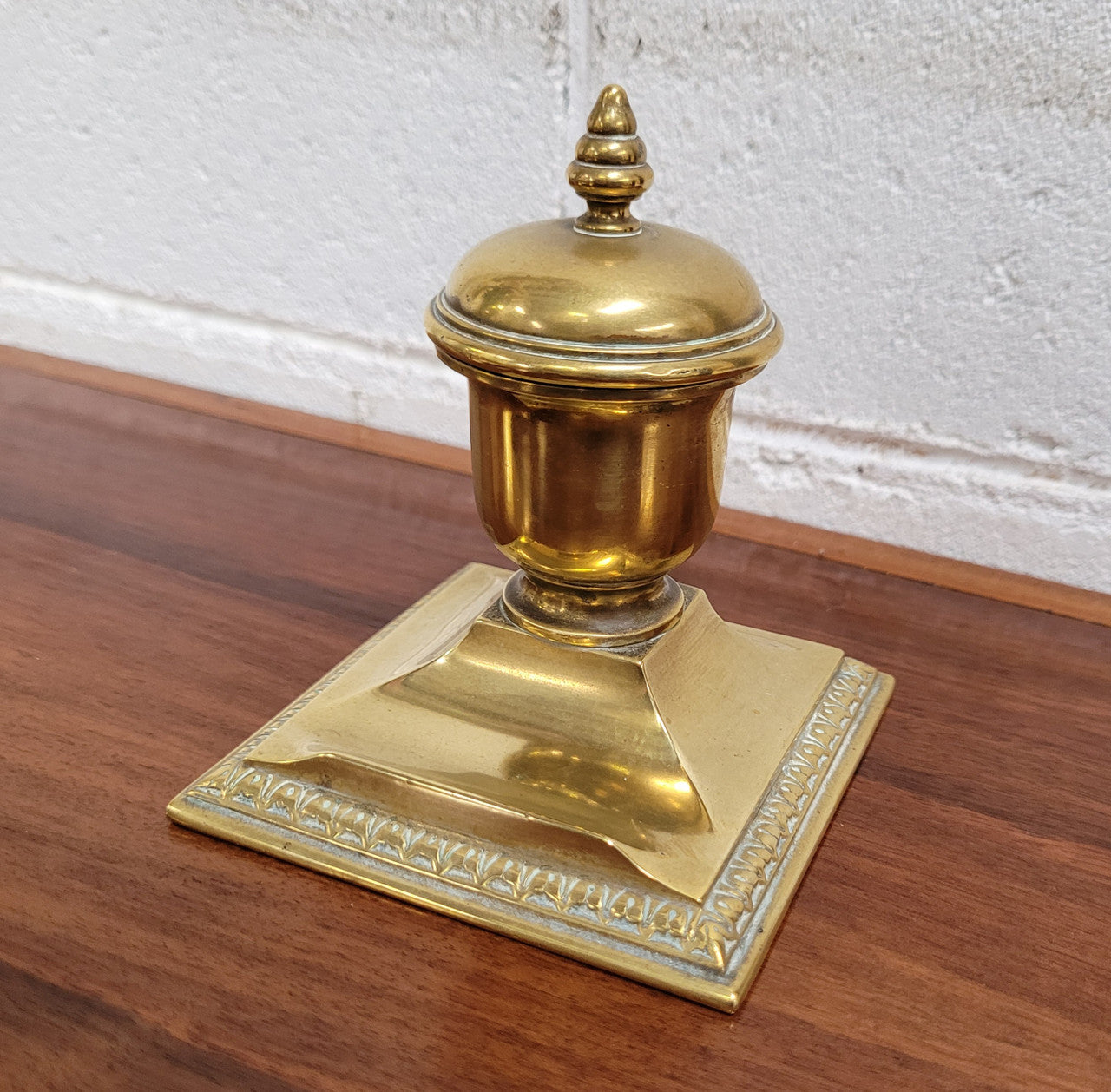 Victorian Brass inkwell pen holder in good original condition.