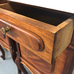 Pair Of White Marble Top Mahogany Bedside Cabinets