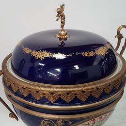 French Three-piece Sevres Style Porcelain Vase