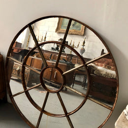 French Cast Iron Round Garden Mirror