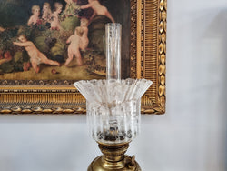 Victorian Banquet Lamp “Globe Vulcan” With Original Acid Etched Shade | Antique & Vintage | Moonee Ponds Antiques | Australia Wide Delivery