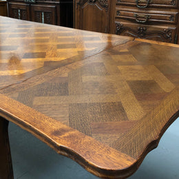 French Oak Louis XV th Style Parquetry Top Extension Table