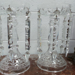 Pair Of Crystal And Clear Cut Glass Lusters