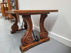 French Oak Spanish Style Stretcher Base Coffee Table | Antique & Vintage | Moonee Ponds Antiques | Australia Wide Delivery