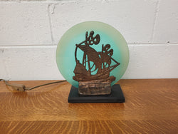 Art Deco Bronze Glass Ships Lamp | Antique & Vintage | Moonee Ponds Antiques | Australia Wide Delivery