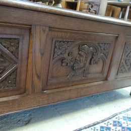 French Oak Gothic Hall Seat