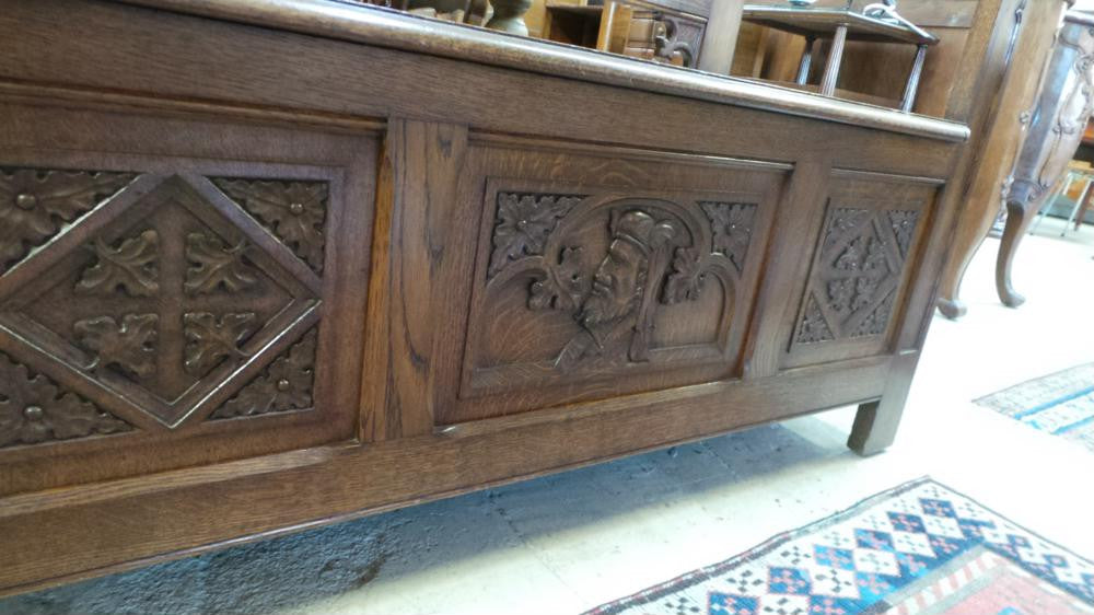 French Oak Gothic Hall Seat