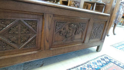 French Oak Gothic Hall Seat | Antique & Vintage | Moonee Ponds Antiques | Australia Wide Delivery