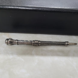 Interesting sterling silver and amethyst propelling and extending pencil. In good original condition, please view photos as they help form part of the description.