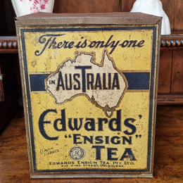 Australian Ensign Edwards Tea tin with lift up lid. In good original condition.