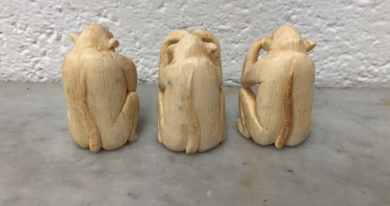 Antique Carved Ivory 3 Wise Monkeys | Antique & Vintage | Moonee Ponds Antiques | Australia Wide Delivery