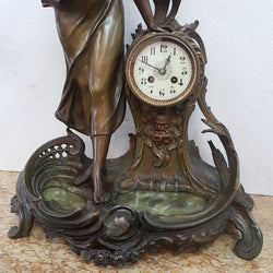 Elegant French Art Nouveau Figural Clock With Onyx Marble | Antique & Vintage | Moonee Ponds Antiques | Australia Wide Delivery
