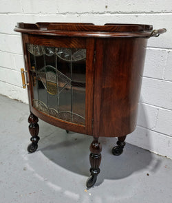 Oak Tudor Auto Trolley With Leadlight Glass | Antique & Vintage | Moonee Ponds Antiques | Australia Wide Delivery