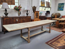 Raw Oak French Pedestal Extension Table 339cm Fully Extended | Antique & Vintage | Moonee Ponds Antiques | Australia Wide Delivery