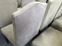 Custom Made Ivory Suede Covered Hardwood Set Of 10 Dining Chairs | Antique & Vintage | Moonee Ponds Antiques | Australia Wide Delivery