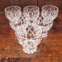 Set of six crystal spirit glasses. In good original condition.