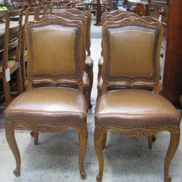 Set Of 6 French Oak Upholstered chairs