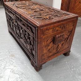 Impressive Carved Camphor Wood Chest