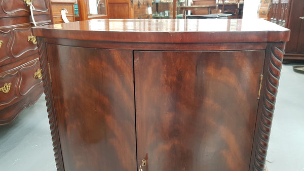 Antique Flame Mahogany Claw Foot Shoe Cupboard