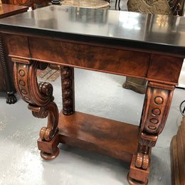 Antique French Flame Mahogany Console Table