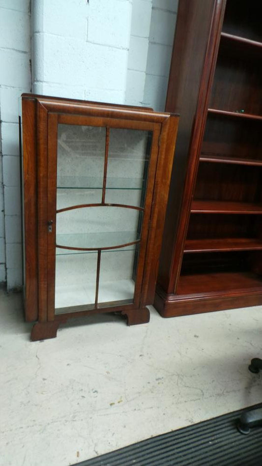 Art Deco Walnut Display Cabinet