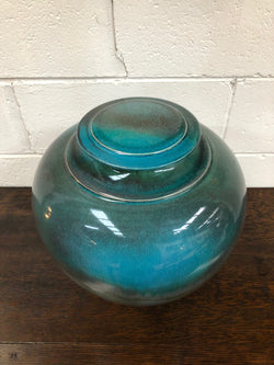 Christopher Sanders Large Blue Lidded Vase | Antique & Vintage | Moonee Ponds Antiques | Australia Wide Delivery