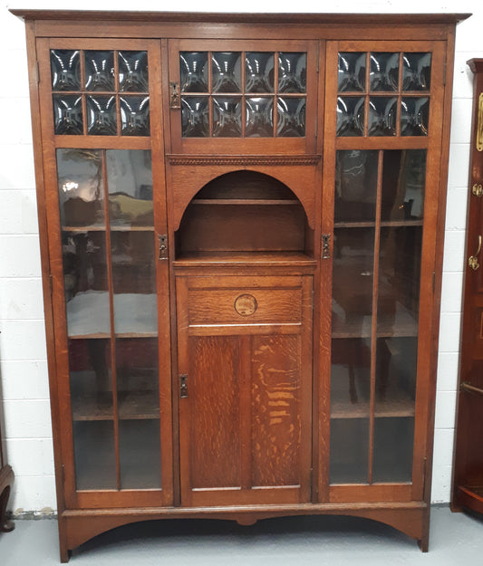 Amazing English Arts & Crafts Quarter Sawn Oak Bookcase