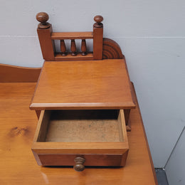 Late Victorian Huon Pine desk with two drawers. Featuring superb birdseye panels and is in good original detailed condition.