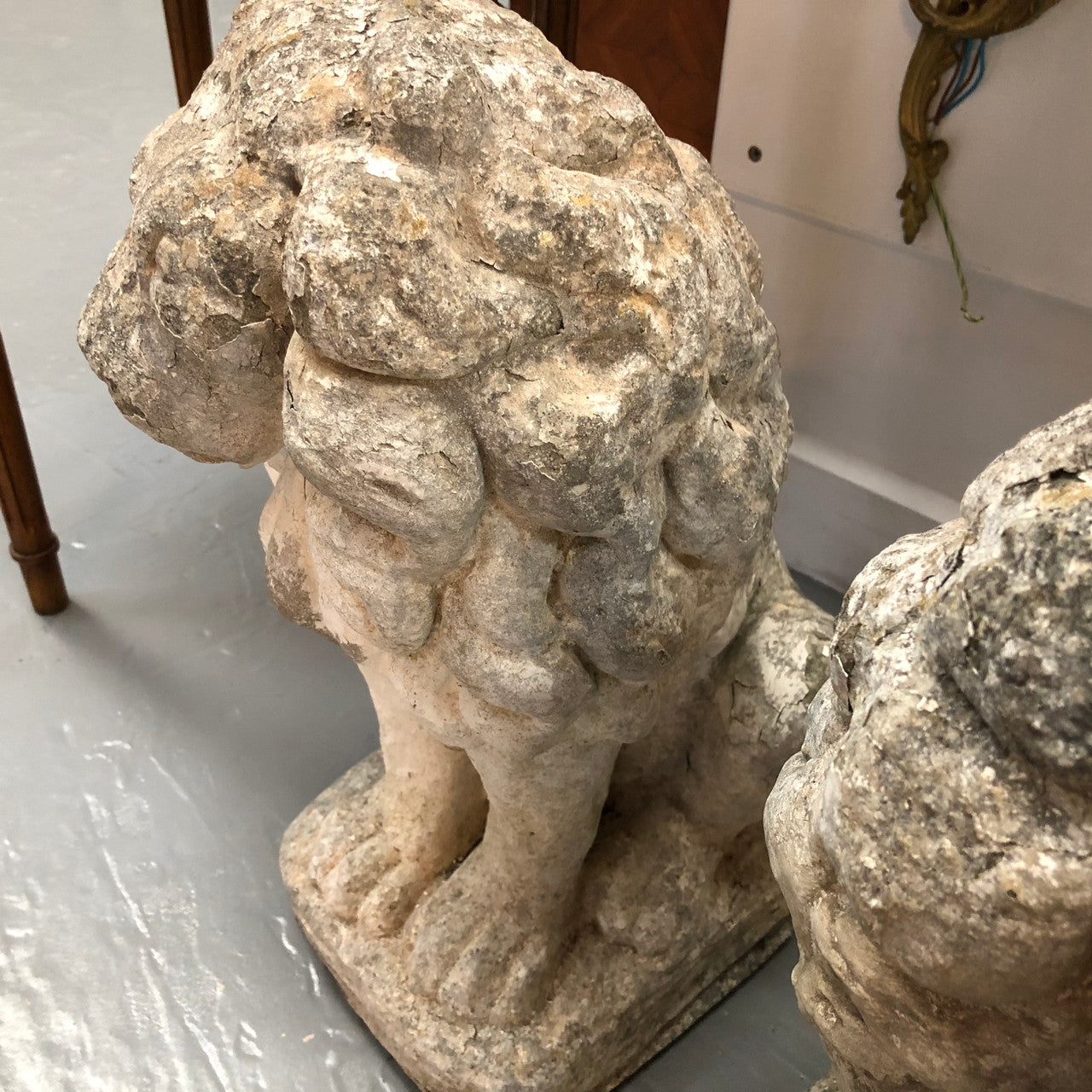 Fabulous Vintage Pair Of Concrete Lions