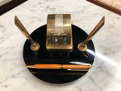Round Art Deco Brass & Glass Ink Well | Antique & Vintage | Moonee Ponds Antiques | Australia Wide Delivery