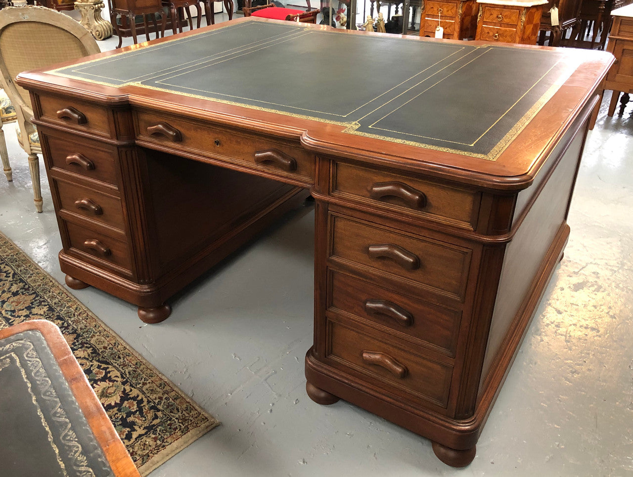 Superb Late 19th Century French Walnut Partners Desk | Antique & Vintage | Moonee Ponds Antiques | Australia Wide Delivery