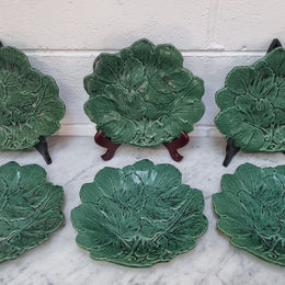 Set of 6 Victorian majolica grape vine plates. No markings – European. In very good original condition. $265 the set of six. 22.5cm Diam