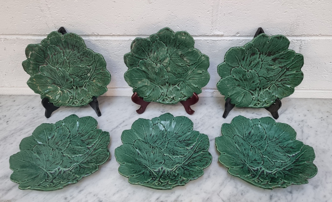 Set of 6 Victorian Majolica Grape Vine Plates | Antique & Vintage | Moonee Ponds Antiques | Australia Wide Delivery