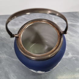 Wedgwood Blue Adam's Jasperware Biscuit Barrel