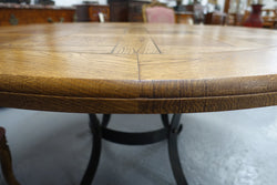 Bespoke Figured Oak Parquetry Top Large Round Table | Antique & Vintage | Moonee Ponds Antiques | Australia Wide Delivery
