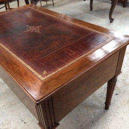 Antique French Walnut Desk With Leather Top