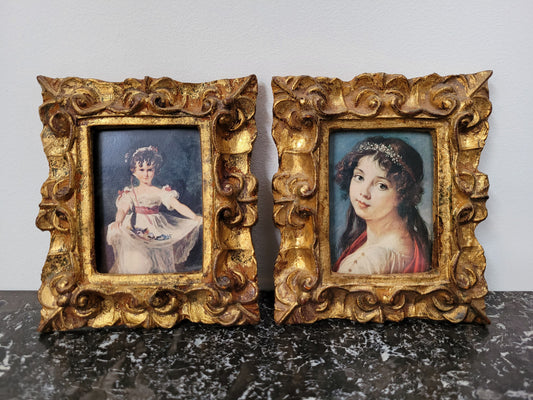 Two Italian framed prints in decorative gilt frames. In good original condition. Can be purchased as a pair or individually for $25- each.