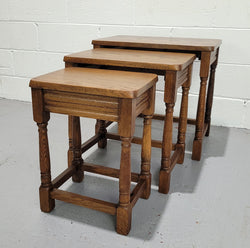 Lovely Tudor Oak Style Three Nest Tables | Antique & Vintage | Moonee Ponds Antiques | Australia Wide Delivery