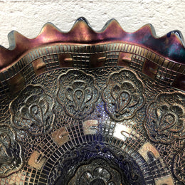 Large Cobalt Carnival Glass Bowl